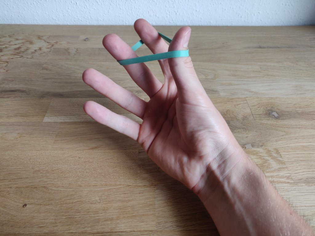 Rubber band through finger explained 1
